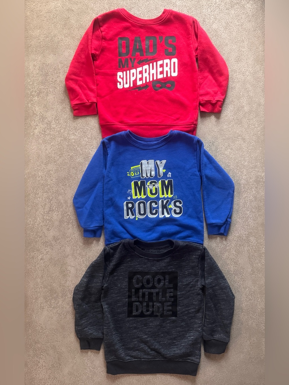Garanimals 3T Boys Sweatshirt Bundle 3 Pc Mom Dad Cool Little Dude